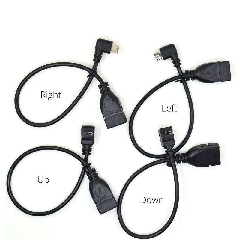 20CM 90 Degree Right & Left & Up & Down Angled Micro USB 2.0 5Pin Male to USB 2.0 A Female Extension connector Adapter OTG cable