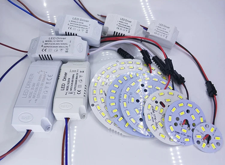 3W 7W 12W 18W 24W 36W 5730 SMD Light Board Led Lamp Panel For Ceiling + AC 100-265V LED power supply driver combination