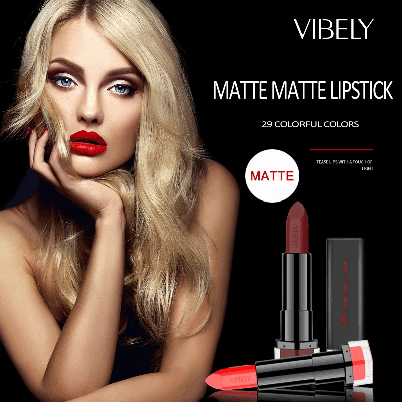 29 Colors VIBELY Lipsticks For Women Sexy Lips Cosmetics Waterproof Long Lasting Miss Rose Nude Lipstick Matte Makeup Cometics