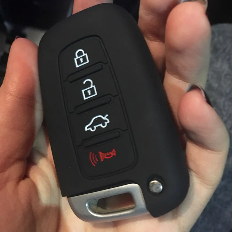 4 Button Silicone Car Remote Key Fob Shell Cover Case For Hyundai Kia Borrego Forte Optima Rio Sorento Soul Sportage Skin Holder