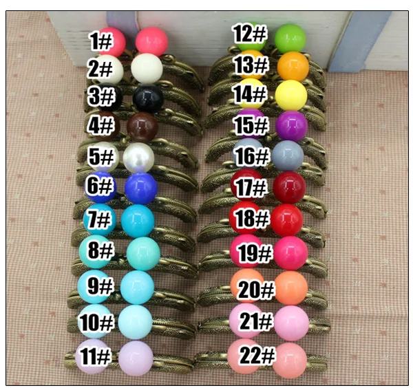 Lovely 5Pcs/lot 16cm Colorful Candy Big Bead Arch Knurling Metal Opening Bags DIY Sewing Accessories Purse Frame Arc Kiss Clasp