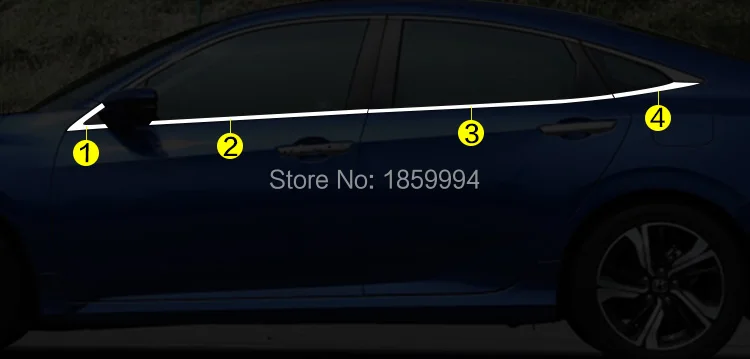

car window trim decoration car styling for 2016-2019 honda civic sedan 10TH