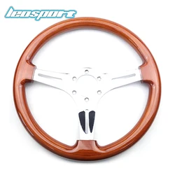 Universal Classic 350mm 14inch Car Wooden Grain Steering Wheel Wooden Steering-Wheel with Chrome Spoke