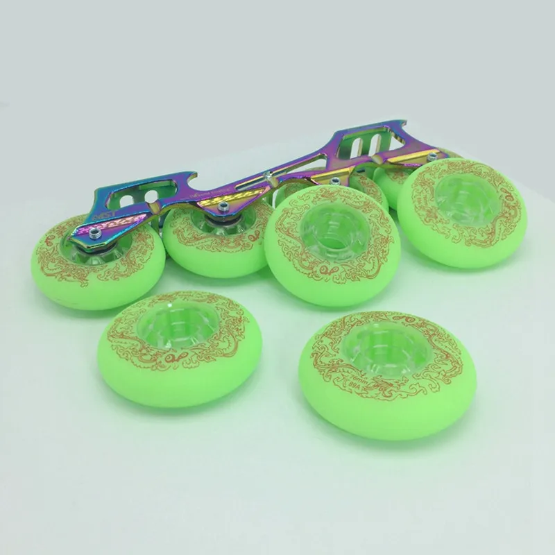 8 pcs/lot 88A 89A Inline Skates Wheel 72mm 76mm 80mm Slide Wheels Green Red White Crystal Durable PU Transparent Hub for SEBA RB