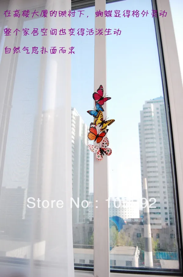 100 Pcs/lot 7X5cm Colorful Three-dimensional Simulation Butterfly Magnet Fridge Home Decoration