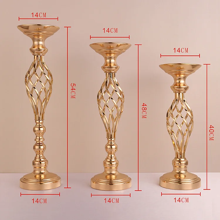 Metal Flowers Vase Candle Holder Gold Plated Twisted Iron Candlestick Wedding Candelabra Home Decoration