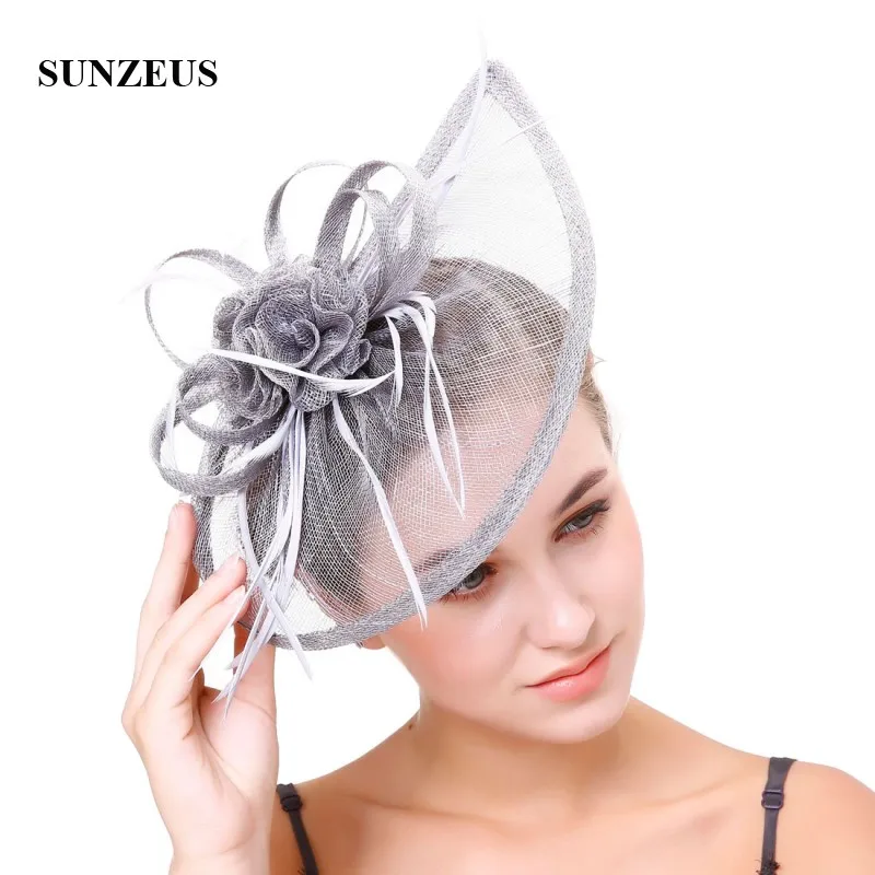 Linen Flowers Women's Hats Feathers Fascinators White Wedding Hair Hats Accessories sombrero mujer boda SH55