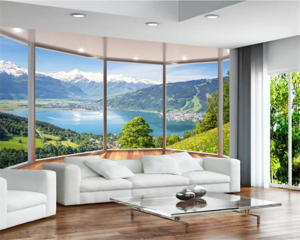 Beibehang Custom 3D wallpaper 3D stereo balcony windows floor windows landscape mural background wall 3D wallpaper papier peint