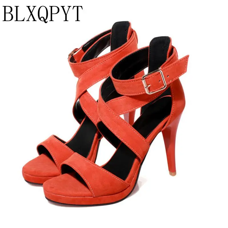 BLXQPYT Super Big Size 32-48 Fashion Party Shoes Woman Sexy High Heels Summer Pumps Ankle Strap Sandals Women wedding 8675-1