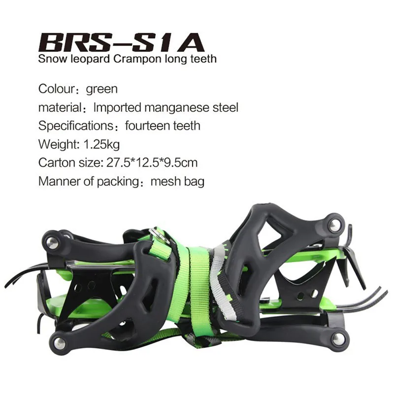 BRS Climbing  Fourteen Teeth 25/40mm Ice Crampons Winter Snow Boot Shoe Covers Gripper Manganese Steel Ice Grippers Crampon