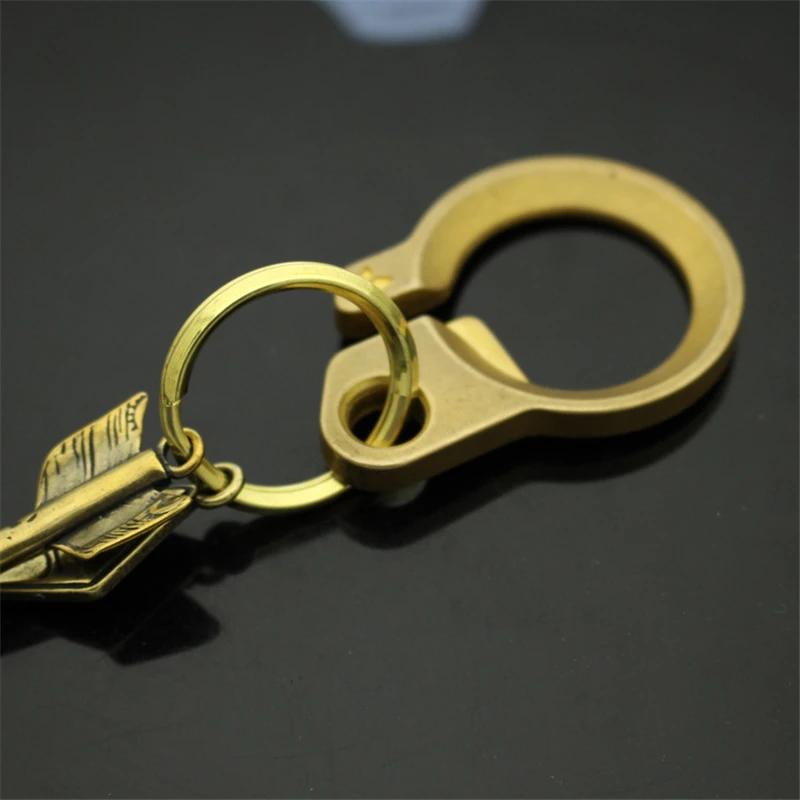 1PC Brass Keychain Opener EDC Pocket Multitool Pure Copper Polishing Key Hanging Buckle Belt Quick Hook