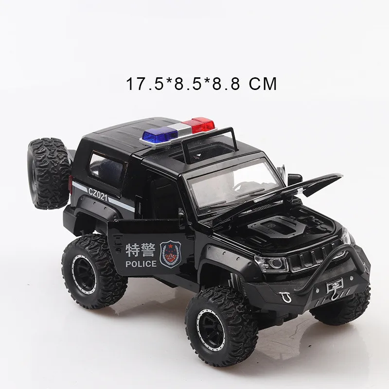 Cool 1:32 bj40 off-road alloy model,children's sound and light pull back 5 open door special police toy car model,free shipping