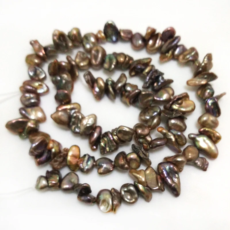 16 inches 8-9mm Chocolate Side Drilled Natural Keshi Pearls Loose Strand