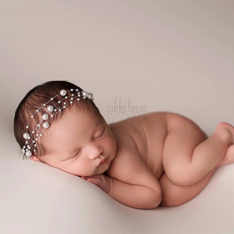 2021 Baby Girls Star Headbands Pearl Halo Newborn Photography Props Accessories Tieback Headwear For Bebe Photo Shooting Studio