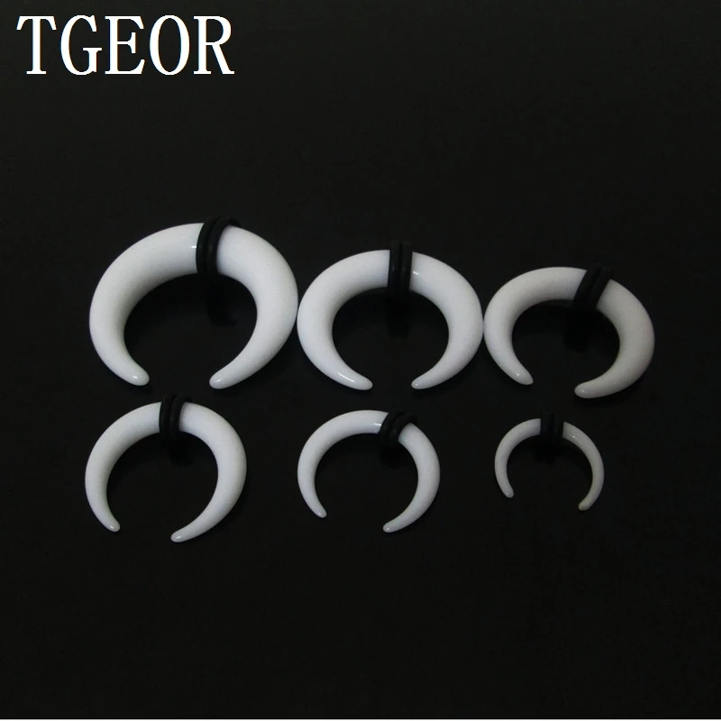 Hot sale 1 pair mixed 6 gauges mixed solid colors horseshoe ear expander acrylic piercing ear taper free shipping