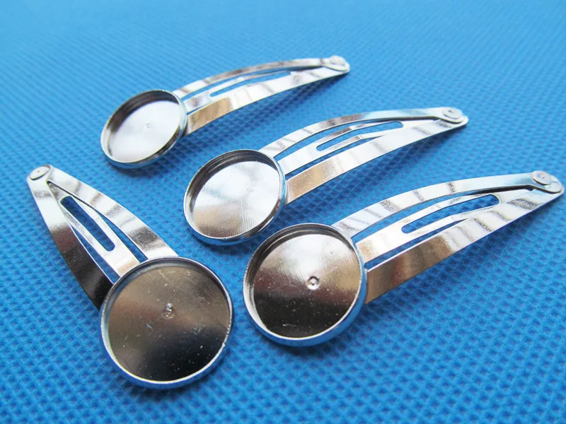 100 stücke Bronze/Silber ton Blank Haar Clip Charme, Basis Einstellung Fach Lünette, fit 16mm Cabochon,Clip Sicherheit Pin/Brosche Rückseite