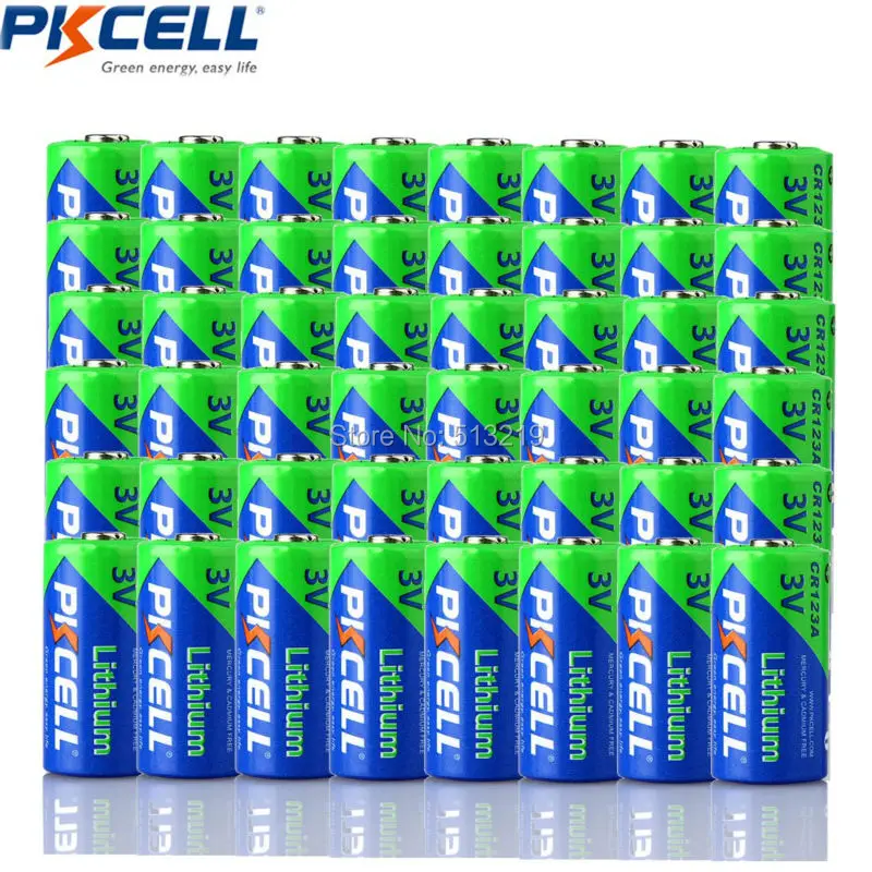 48pcs PKCELL CR123A Primary Lithium Battery CR123 CR 123 123A 16340 1500mAh 3V Batteries With PTC Protected For Camera