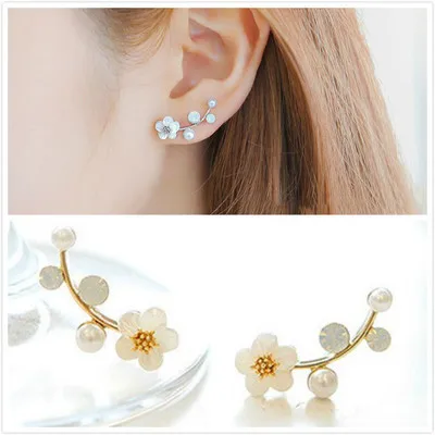 Punk 2020 New Fashion Earrings Gold Simple Ol Branches Shells Flowers Pearl Ladies Earrings Wholesale Sales Trendy