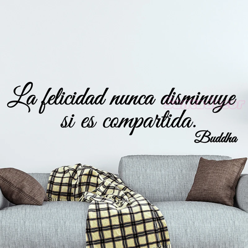 Stickers Spanish Quote Happiness Never Decrase If Shared Vinyl Wall Art Decals for Living Room Home Decor House Decoration