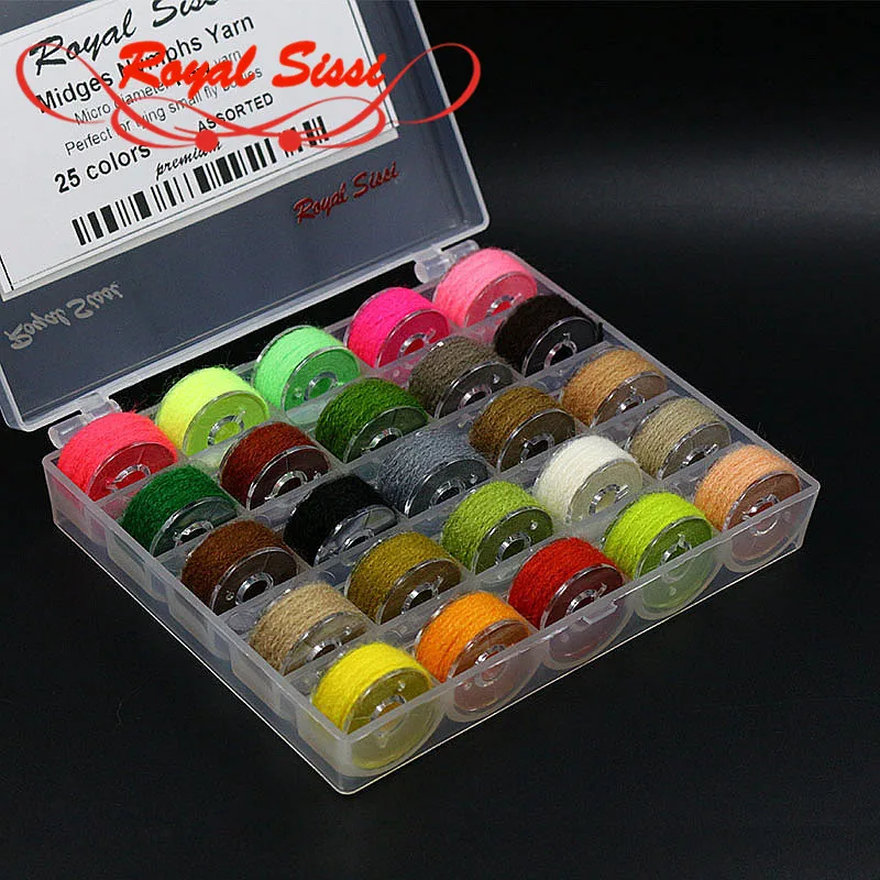 Royal Sissi 1 pudełko 25 kolorów assorted mikro fuzzy przędzy muchy nimfy przędzy mała mucha organów materiały muchowe muchowe nici buforowane