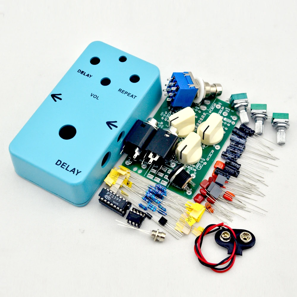 DIY Delay Effect Pedal All Kits with 1590B Blue Enclosure True Bypass for Guitar Pedal Free Shiping