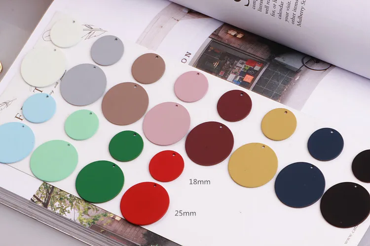 DIY Earrings Material Spray Matte Scrub Color Rubber Paint Large Round Pendant Ring Earrings Pendant((10pieces)