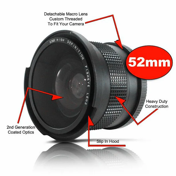 52 MM 0.35x Altura typu "rybie oko" szeroki kąt z obiektyw makro lente dla Nikon D5200 D5100 D3200 D3100 D3000 dla Canon 70D 60D 700D D5100