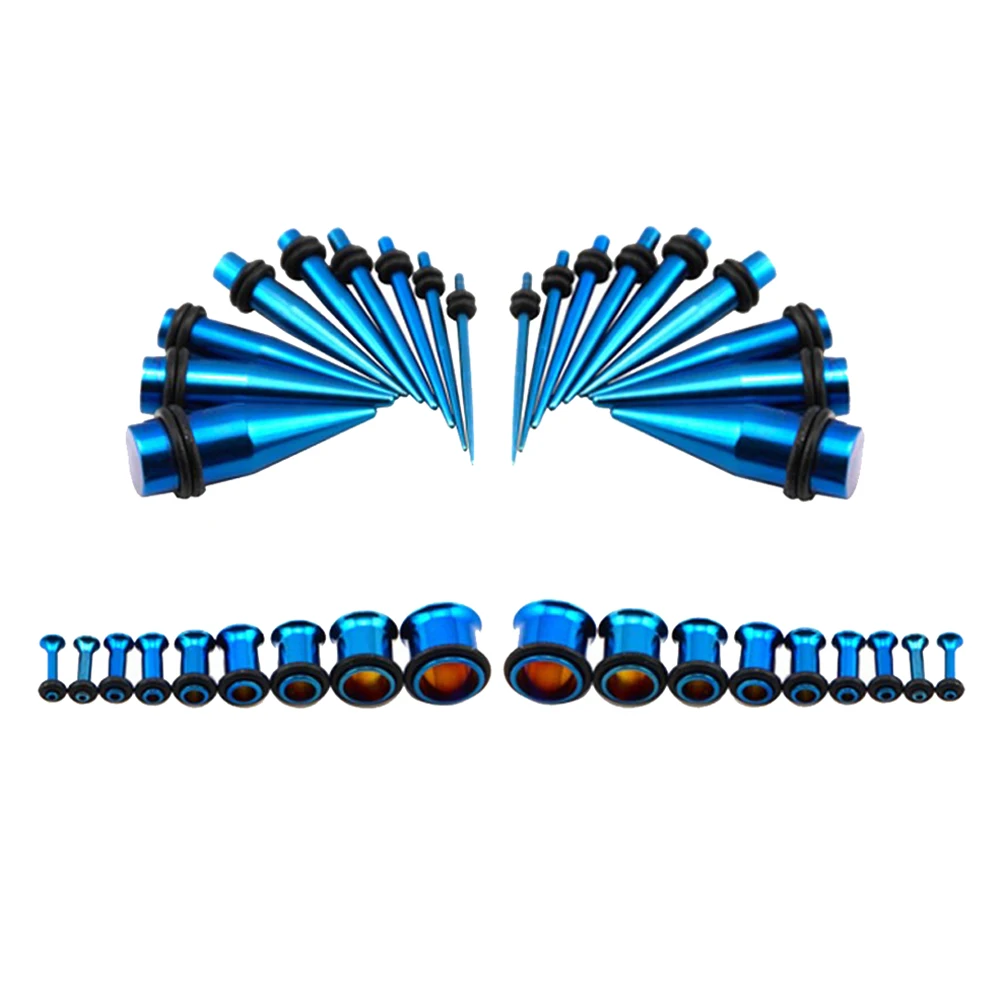 316l Stainless Steel Ear Expander Piercing Taper & Single Flared Flesh Tunnel Plug Kit Stretcher Gauges Set Body Jewelry 14g-00g