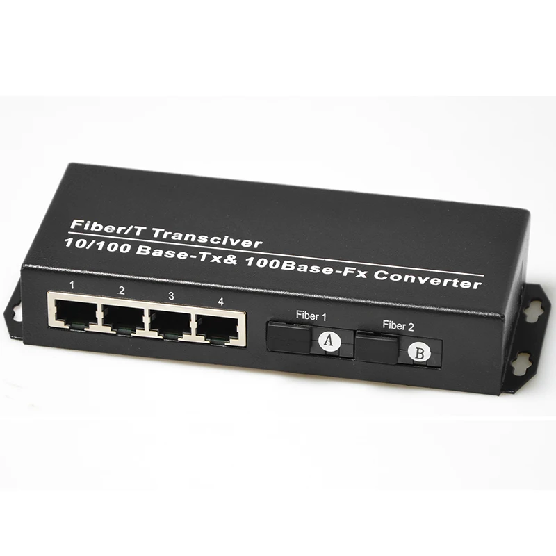 10/100Base-TX to 100Base-FX Fast Media Ethernet Converter 2 CH*SC 4 CH*RJ45 Media Converter SC Ethernet Optical Transceiver