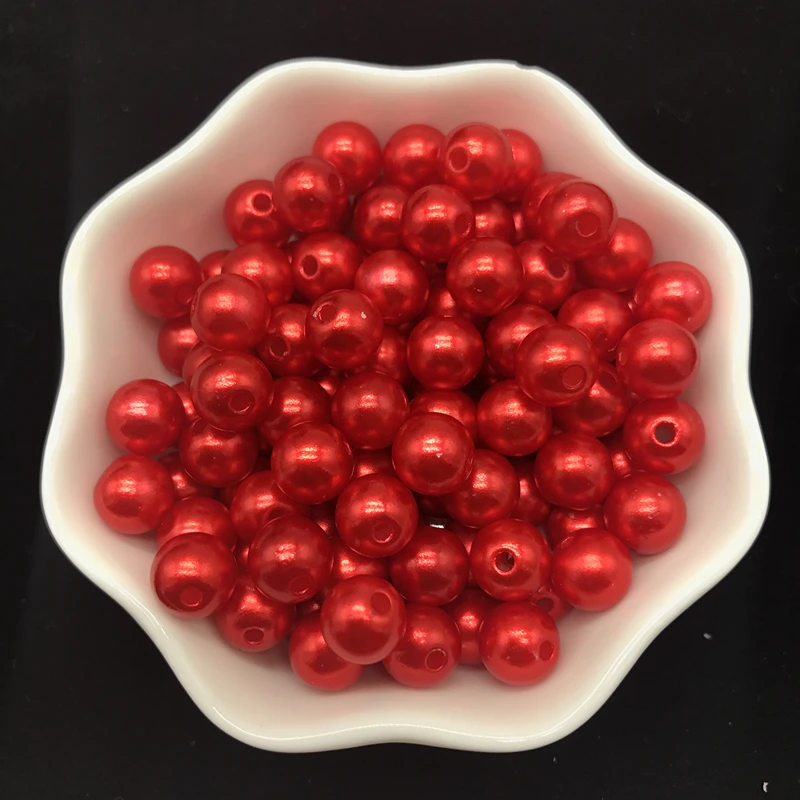 4mm 6mm 8mm 10mm Red Imitation Pearls Acrylic Beads Round Pearl Spacer Loose Beads For Jewelry Making