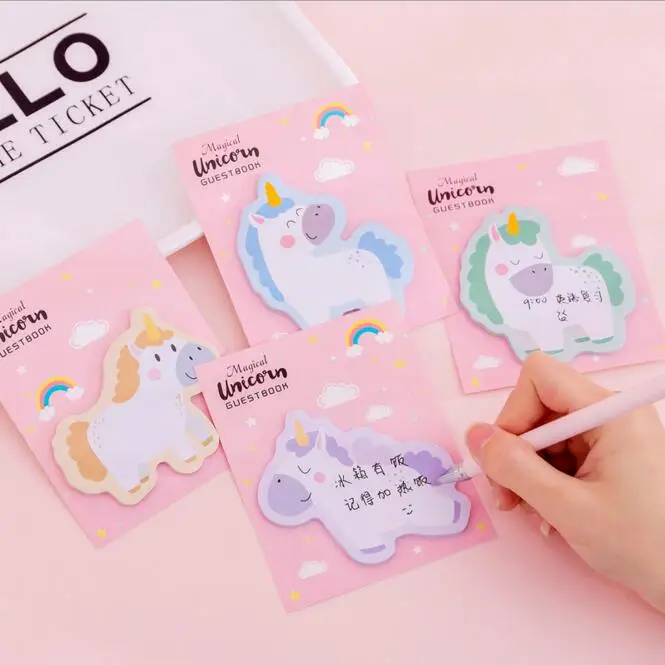 1PC Ins Kawaii Cartoon Cute Unicorn N times Sticky Memo Note Book Message Tab Notepad Paper Sticker Memo Pads Stationery