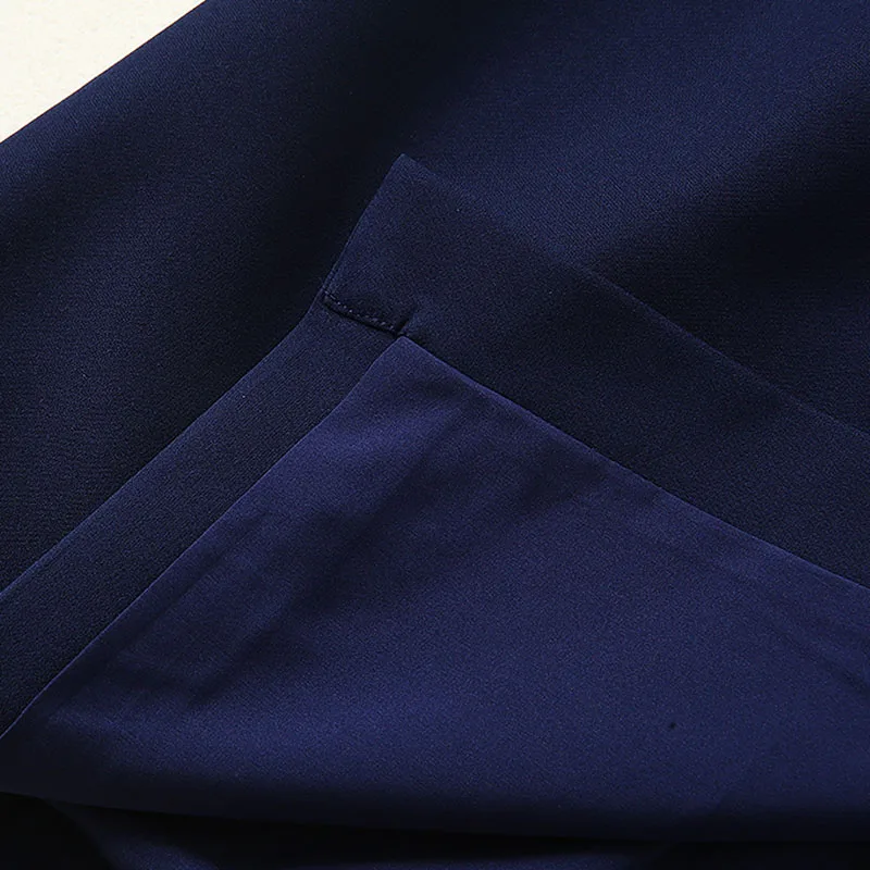 قلم رصاص عالي الجودة للربيع والصيف للنساء، فستان كاجوال مثير للحفلات في مكان العمل، أنيق وأنيق باللون الأزرق الداكن