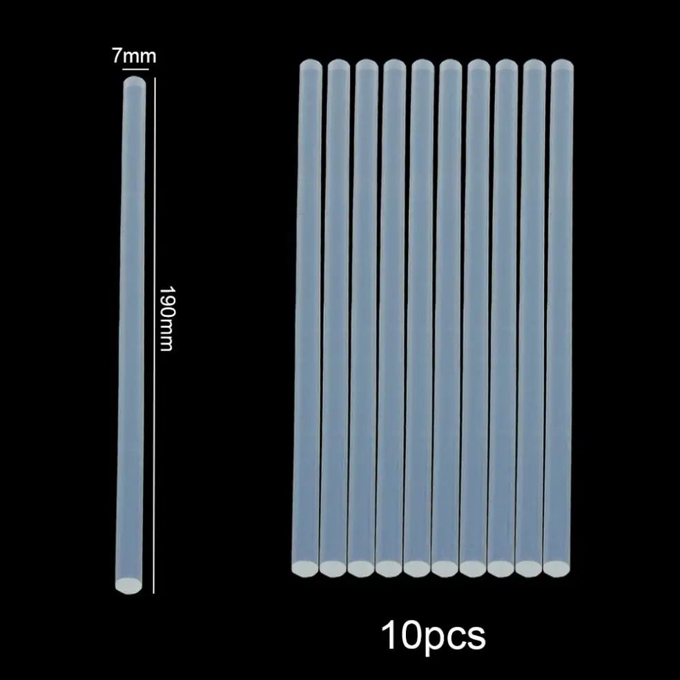 10 pçs/lote 7/11mm x 190mm transparente quente-melt pistola cola varas arma adesivo diy ferramentas para quente-derretimento pistola de cola reparação