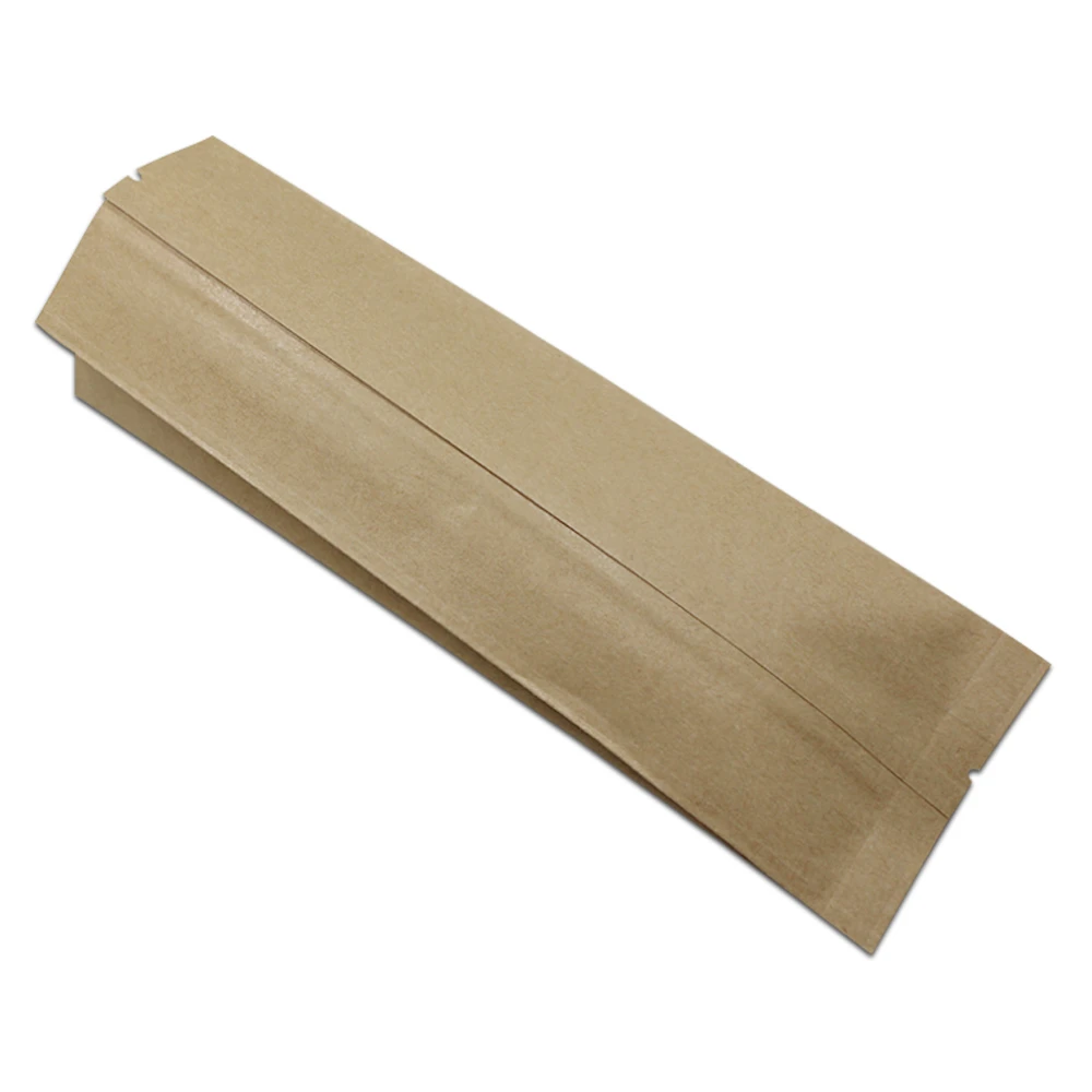 60Pcs/Lot Open Top Side Gusset Kraft Paper Coffee Bean Packing Pouch Brown Bellows Pocket Food Snack Packing Oragan Bag