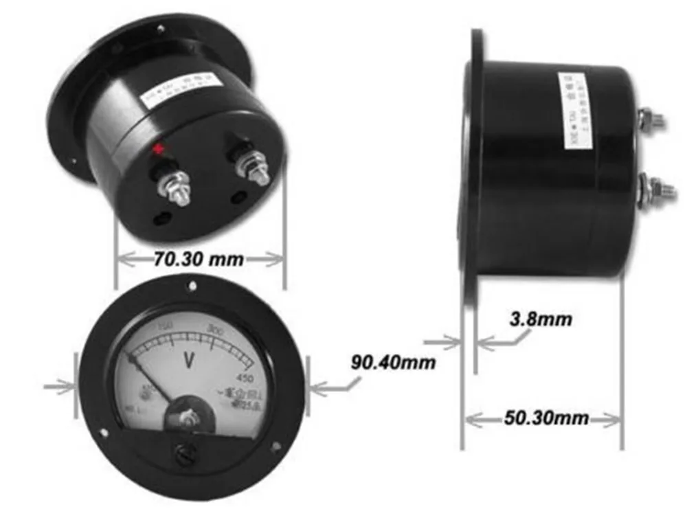 65C5 Round Analog Amp Panel Meter Current Ammeter DC 0-50A