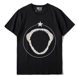 New 2019 Men Novelty Shark Bone star Classic T Shirts T-Shirt Hip Hop Skateboard Street Cotton T-Shirts Tee Top Kenye #032