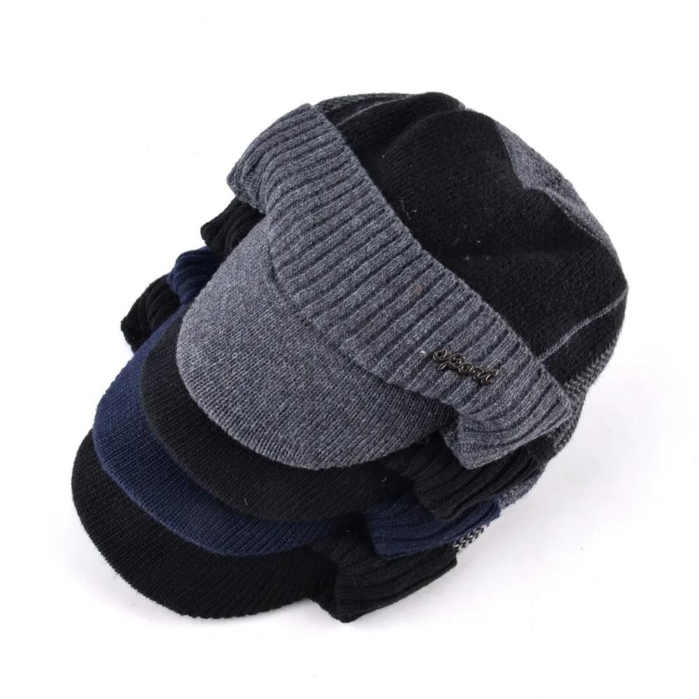 Tqmsmyウィンターミリタリーハットメンズボーンベースボールキャップメンズニットウールキャップダブルレイヤーウォームゴロススカーフハットセット