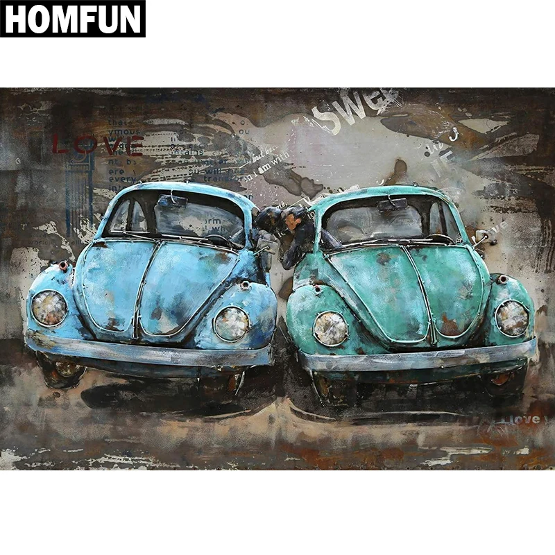 HOMFUN punta quadra/rotonda 5D pittura diamante fai da te \