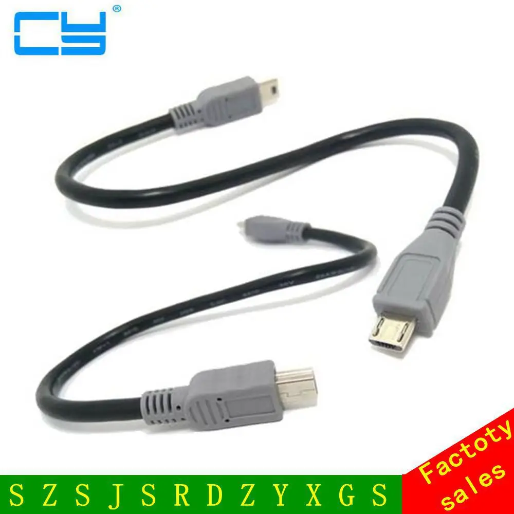 20Cm Micro USB 2.0 Mini USB Ke Jalur Data Publik Jalur Salin Pengisian Konektor Kabel Jalur Kontak OTG untuk Ponsel