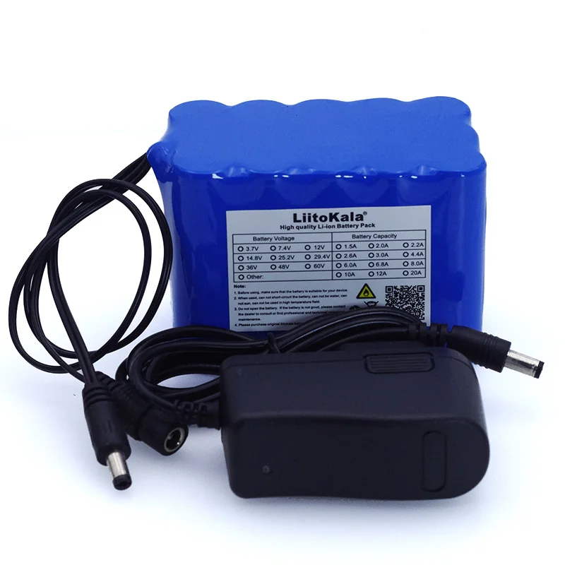 Imagem -05 - Liitokala 12v 10ah 18650 Li-lon Bateria 12.6v 10000mah com Bms Placa de Proteção de Circuito dc 5.5*2.1 mm Mais Carregador 1a