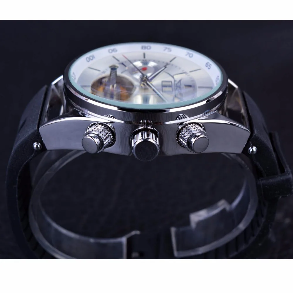 Jaragar Mens Orologi Top Brand di Lusso Automatico Vigilanza di Sport di Modo di Squalo Linee di Design di Gomma Fascia Tourbillion di