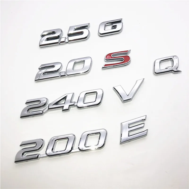 Logotipo del coche 2,0 2,5 240 200G V S E Q para Toyota camry Sign corolla yaris Nissan x-trail Auto ABS Letter Rear Trunk Emblem Badge