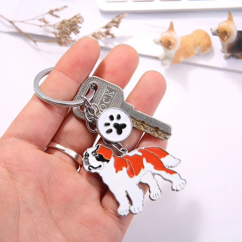 Fashion Dog Jewelry Saint Bernard Chain Key Ring Gift For Women Girl Bag Charm Keychain  Animal Pendant Jewelry