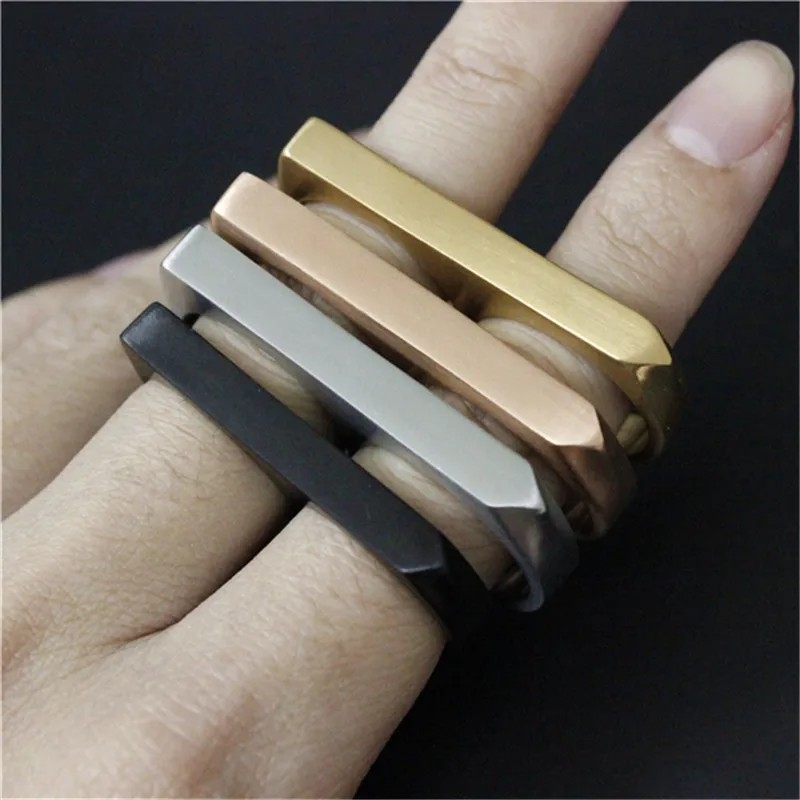 Support Dropship 4 Color Double Ring 316L Stainless Steel Cool Fashion Punk Style Newest Design Ring