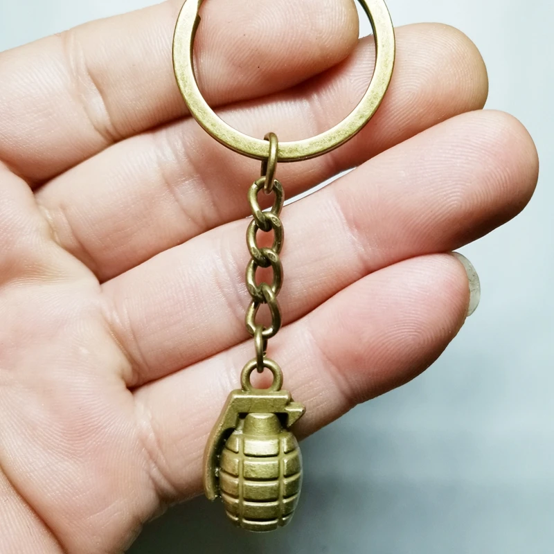 1Pcs Daily Life Inspired New Silver Plated 3D Military Grenade Keychain, Gun, Bullet, Pendant Keychain Fashion Mini Jewelry,