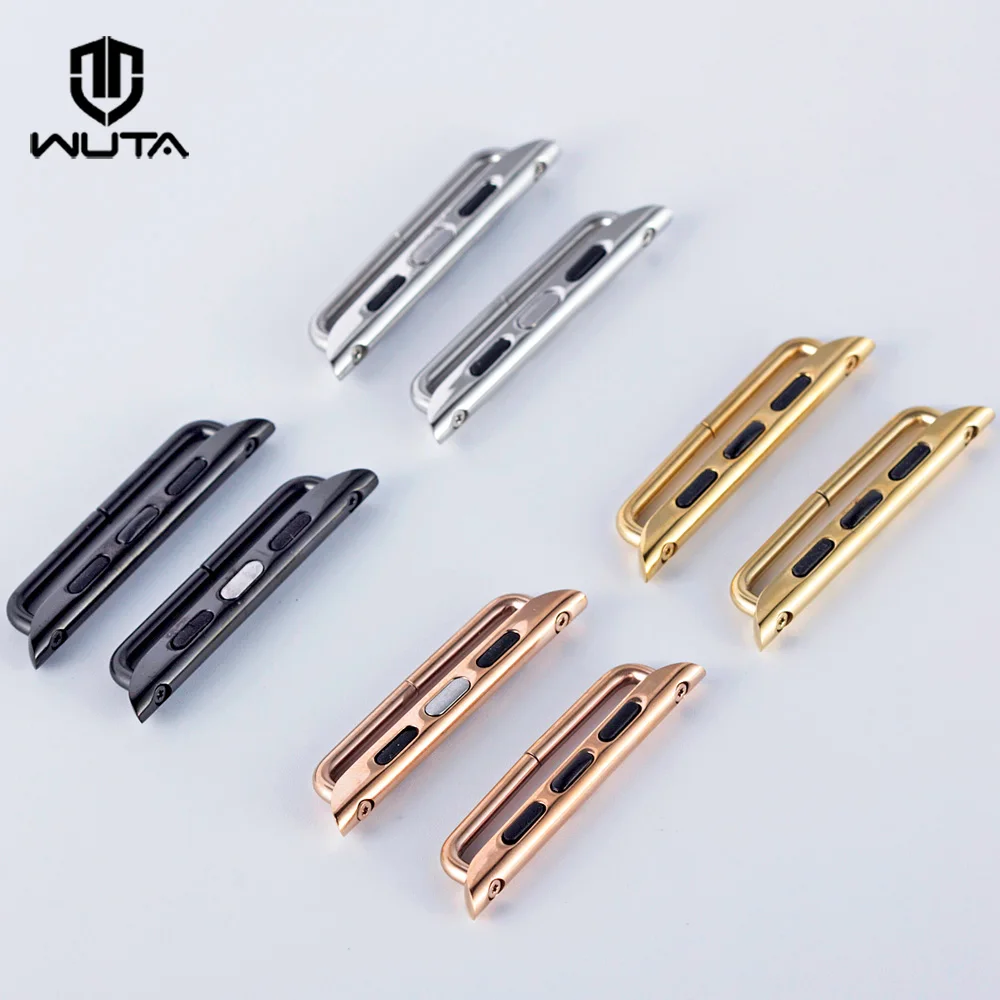 WUTA 1pair Seamless Metal Connector Clasp Buckle Connection Adapter For Apple Watch 38mm/42mm Stainless Steel