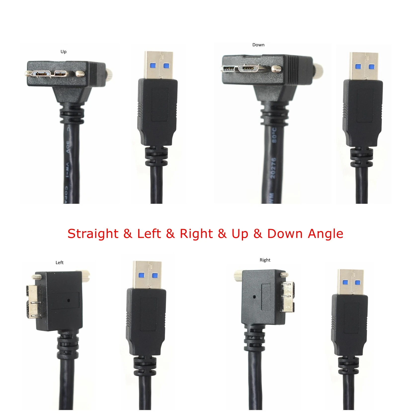 Cable Micro B USB 3,0 1,2 m/3m/5m 5Gbps con conector de bloqueo de tornillo de montaje en Panel para cámaras industriales Basler Dalsa AVT