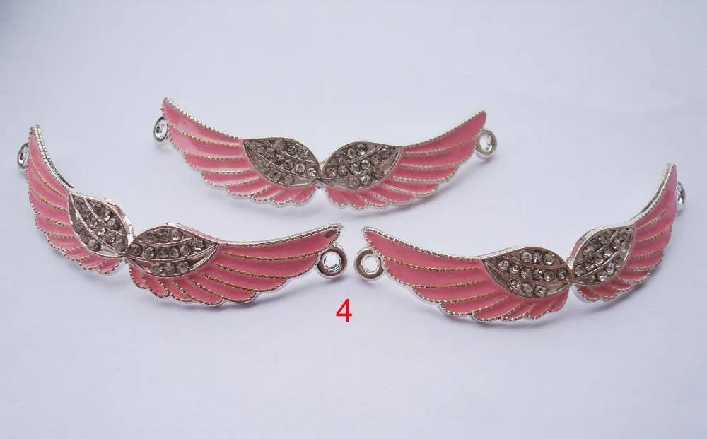 Mix 7pcs curve clear enamel alloy cream angel gradient wing bracelet beads.charm pave loose jewelry designer bead