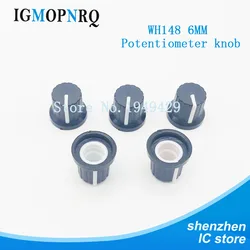 10Pcs AD2 6mm Shaft Hole Dia Plastic Threaded Knurled Potentiometer Knobs Caps wh148