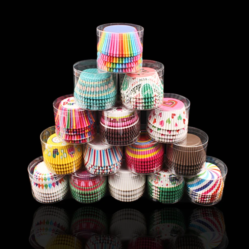 100pcs Cupcake Liner Cupcake Paper Baking Cup Muffin Cases Cake Mold Small Cake Box Cup Tray Decorating Tools Randomly Color